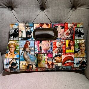 Colorful Magazine Print Women's Bag